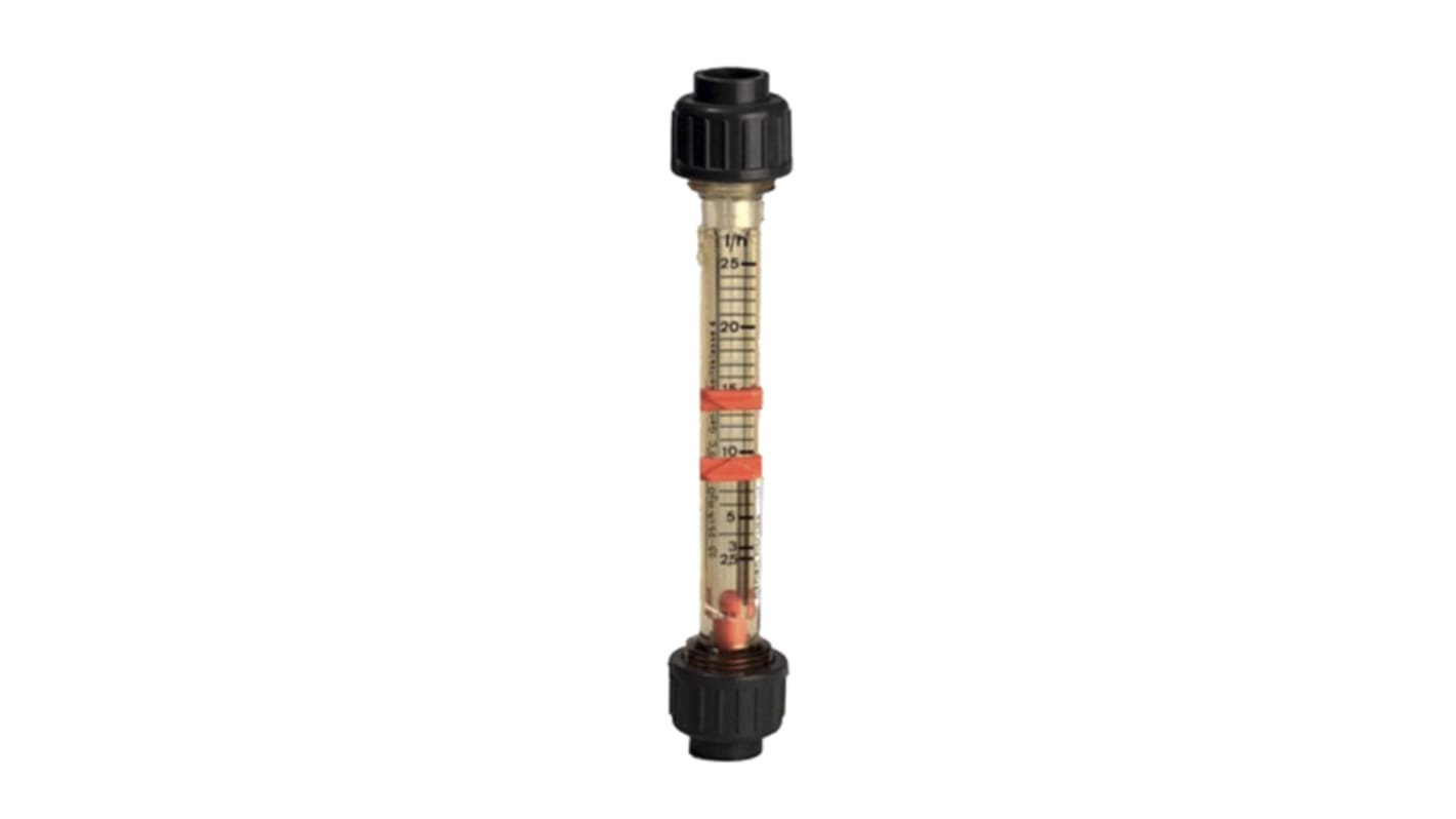 Georg Fischer Short Version Series Variable Area Flow Meter for Liquid, 15 L/h Min, 150 L/h Max