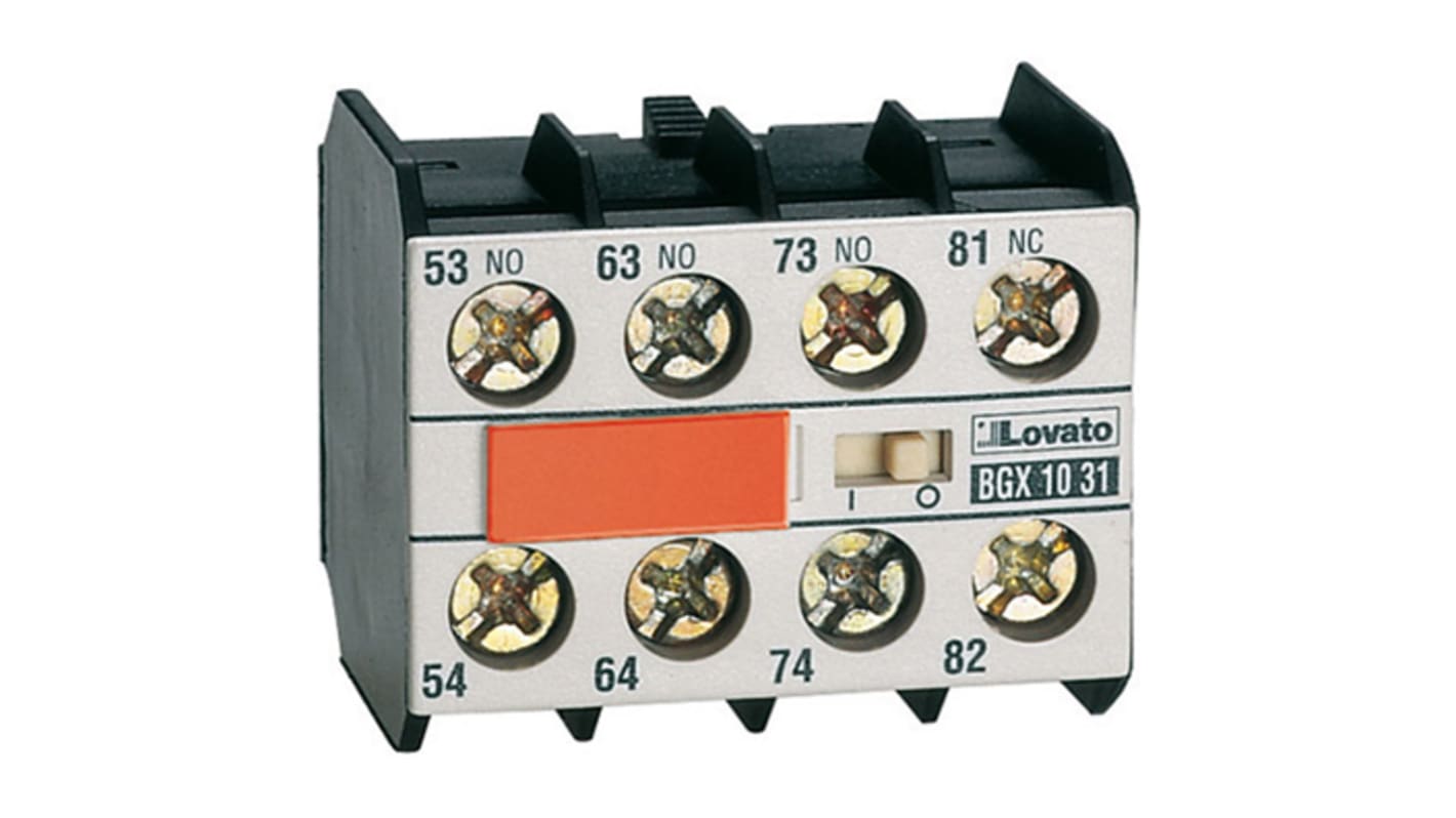 Lovato Auxiliary Contact, 4 Contact, 1NC + 3NO, DIN Rail Mount BG