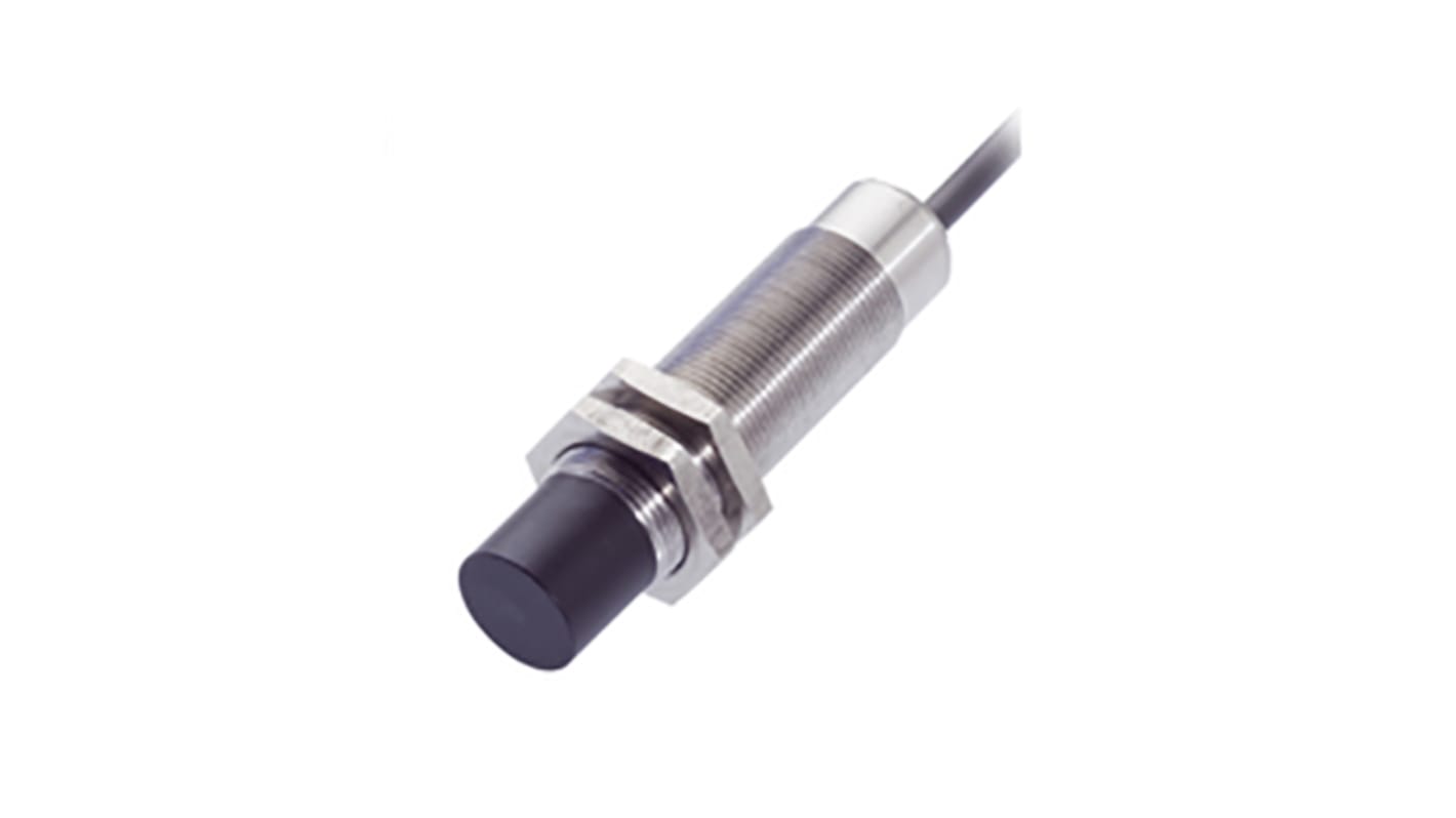 BALLUFF Capacitive Threaded Barrel Proximity Sensor, M18, 12 mm Detection, PNP NC, 10 → 30 V dc