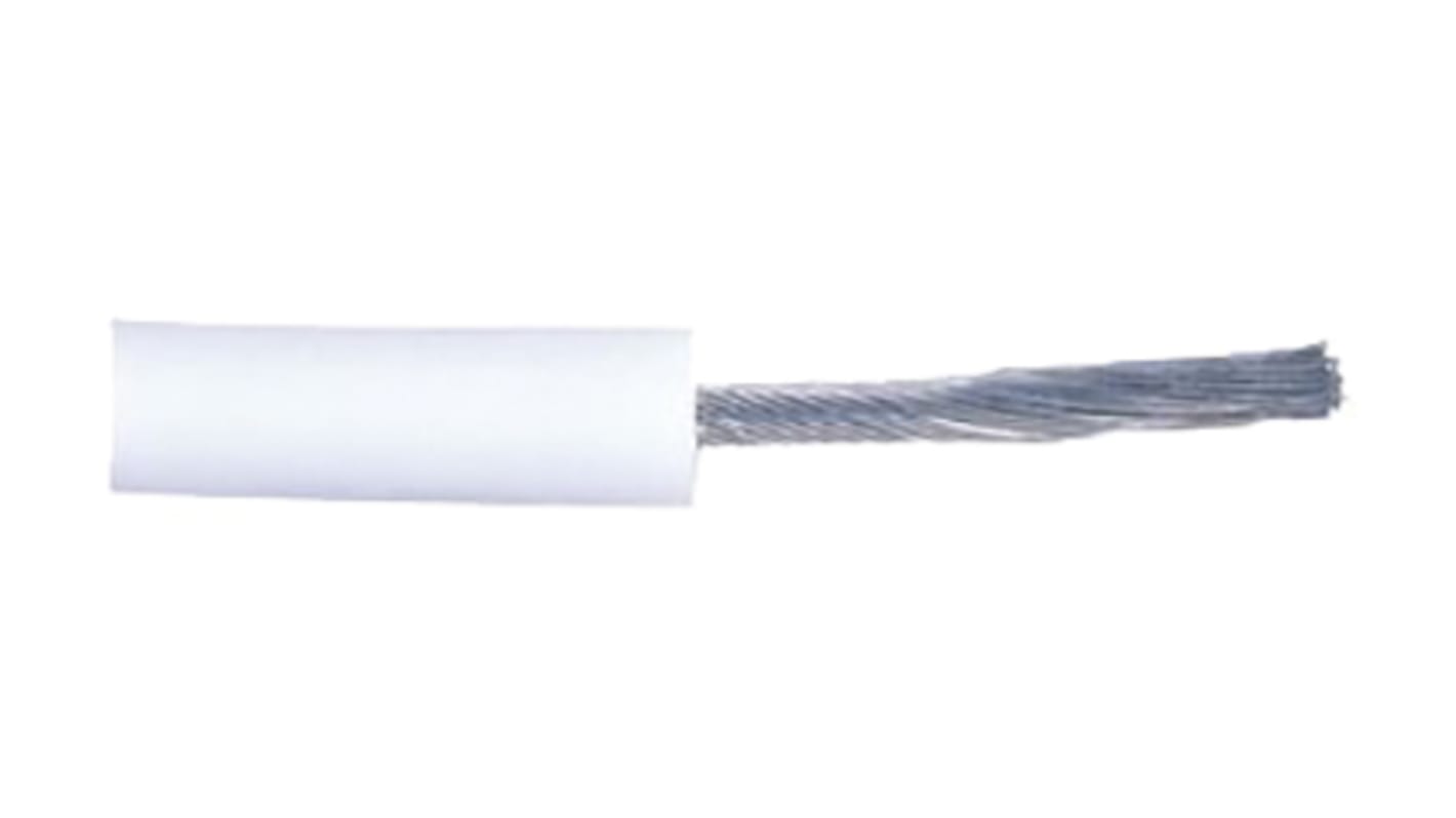 Alpha Wire Hook-up Wire Silicone Series White 0.33 mm² Hook Up Wire, 22 AWG, 7/0.25 mm, 30.5m, Silicone Insulation,