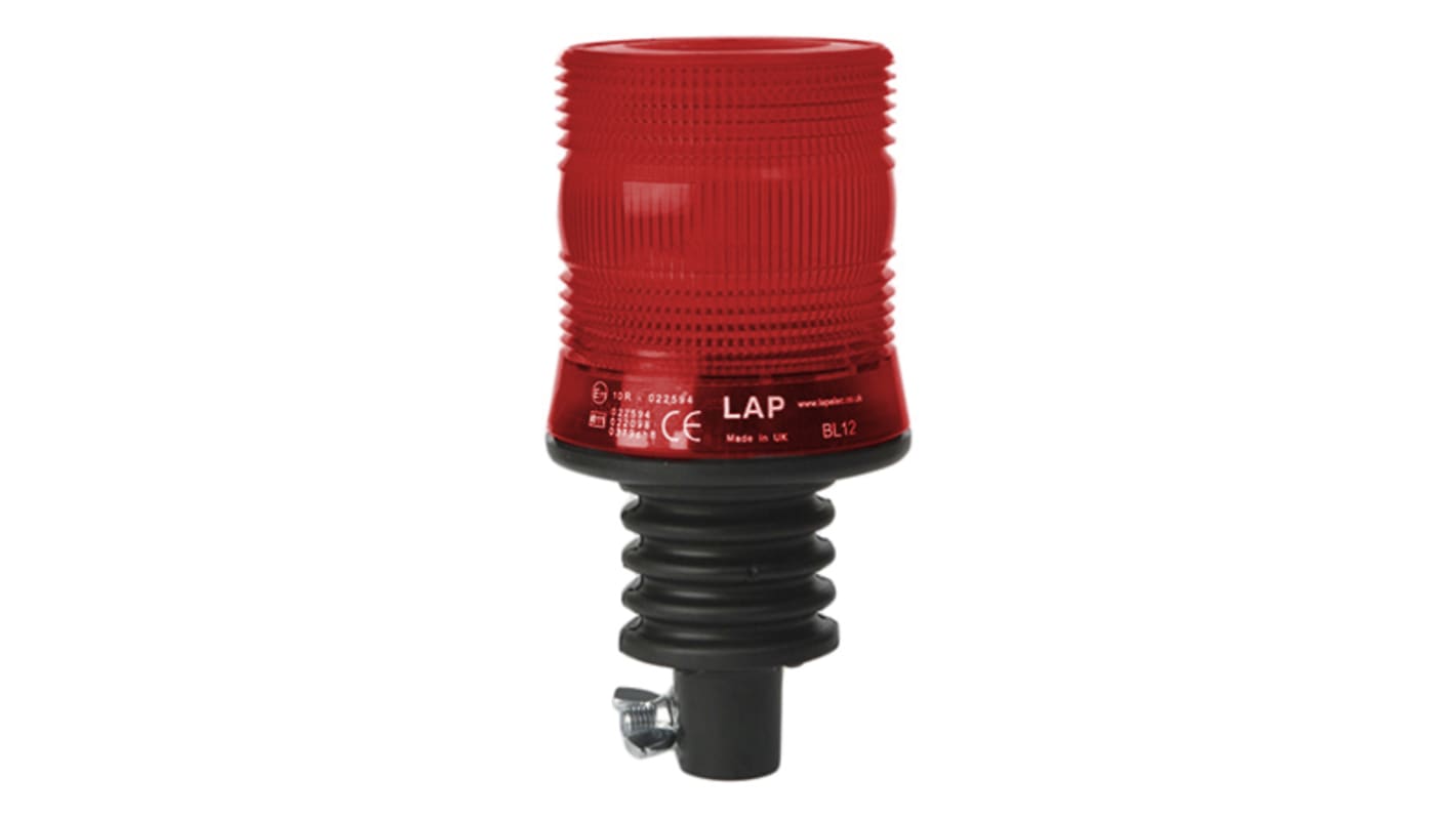 RS PRO Red Flashing Beacon, 10 → 100 V dc, Flexi DIN Mount, LED Bulb, IP56
