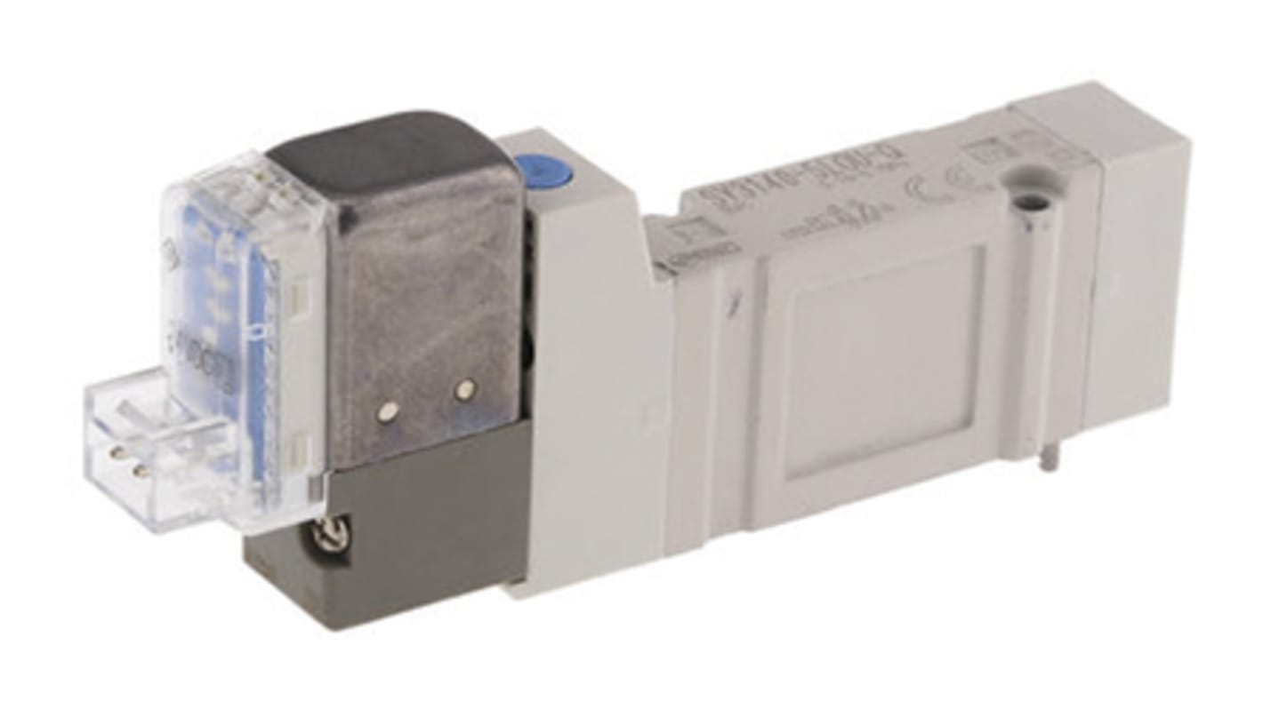 Electrodistributeur pneumatique SMC série SY3000 fonction 5/2, Bobine/Assistée, M5 x 0,8, 24V c.c.
