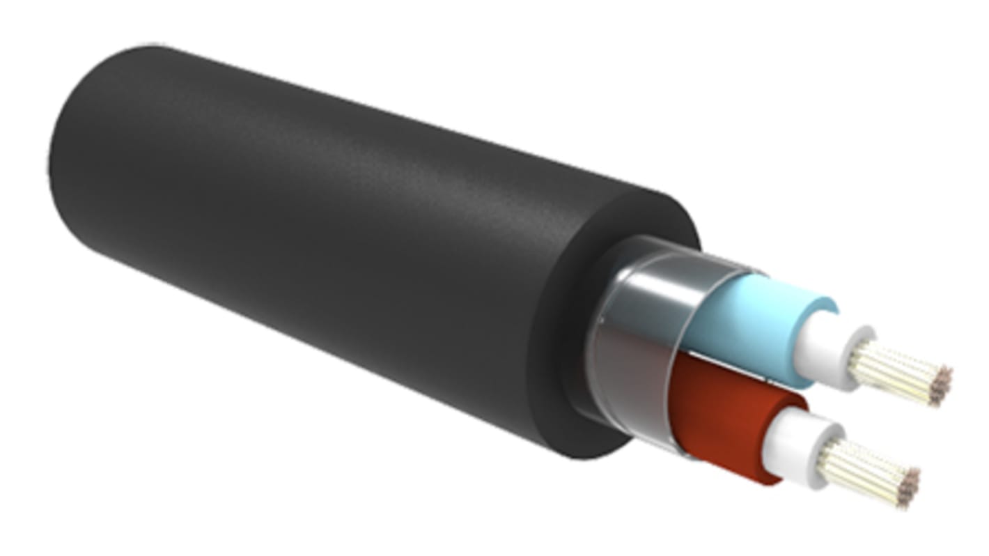 TE Connectivity C-Lite Multicore Industrial Cable, 2 Cores, 0.75 mm², Unscreened, 50m, Black Low Smoke Zero Halogen