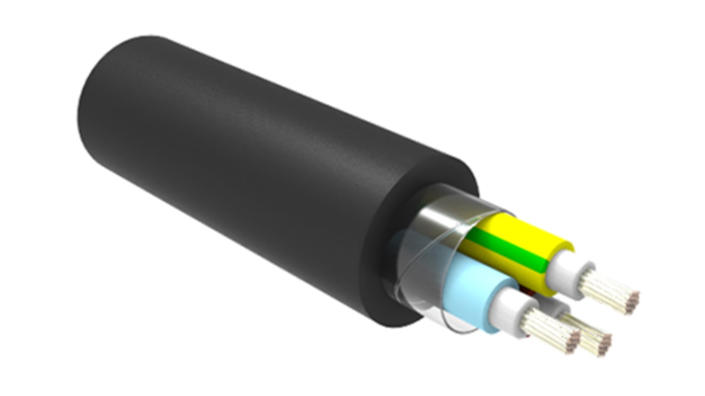 TE Connectivity C-Lite Multicore Industrial Cable, 3 Cores, 0.75 mm², Unscreened, 50m, Black Low Smoke Zero Halogen