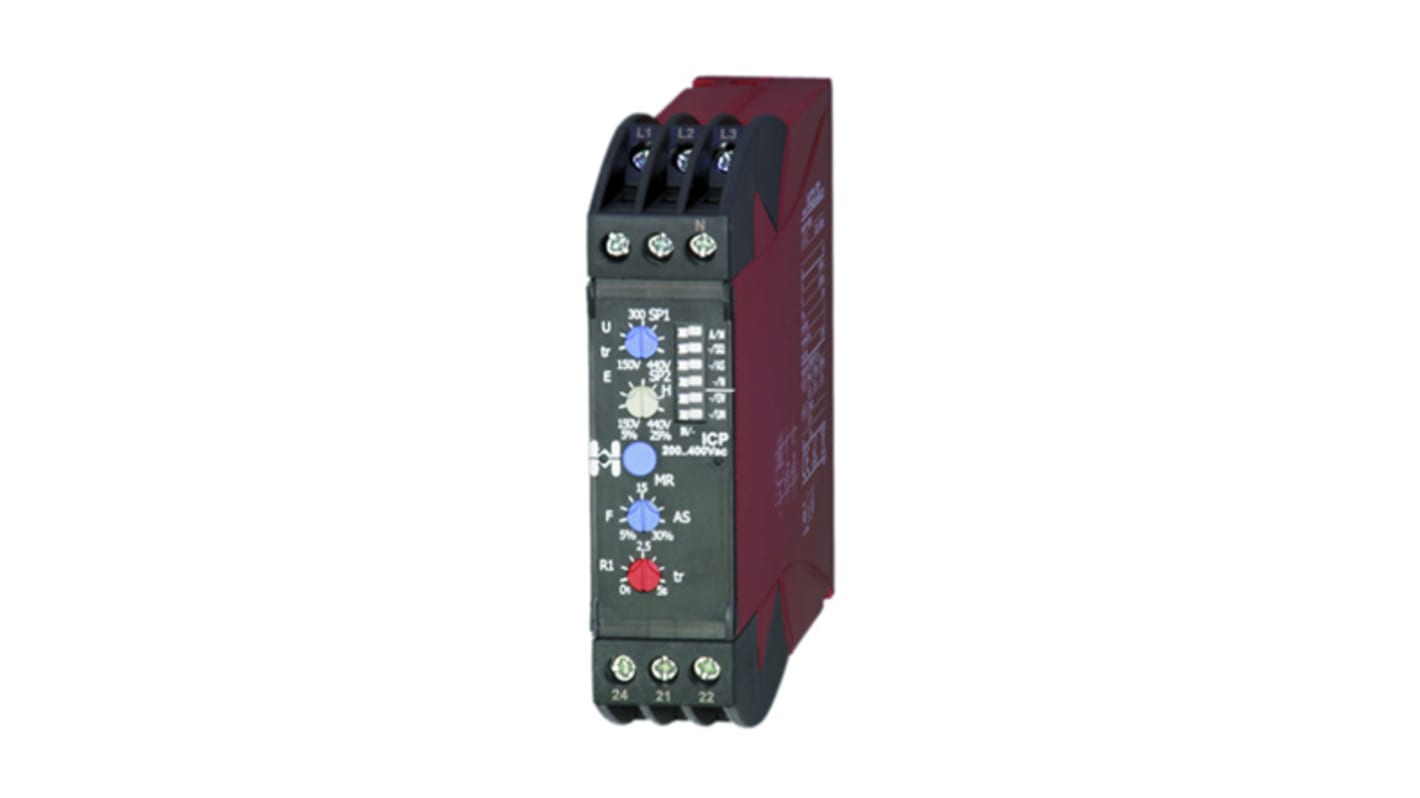 Hiquel Phase Monitoring Relay, 3 Phase, DPDT, DIN Rail