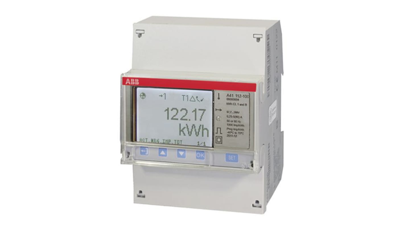 Medidor de energía ABB serie A, display LCD, precisión Clase 1, 1 fase