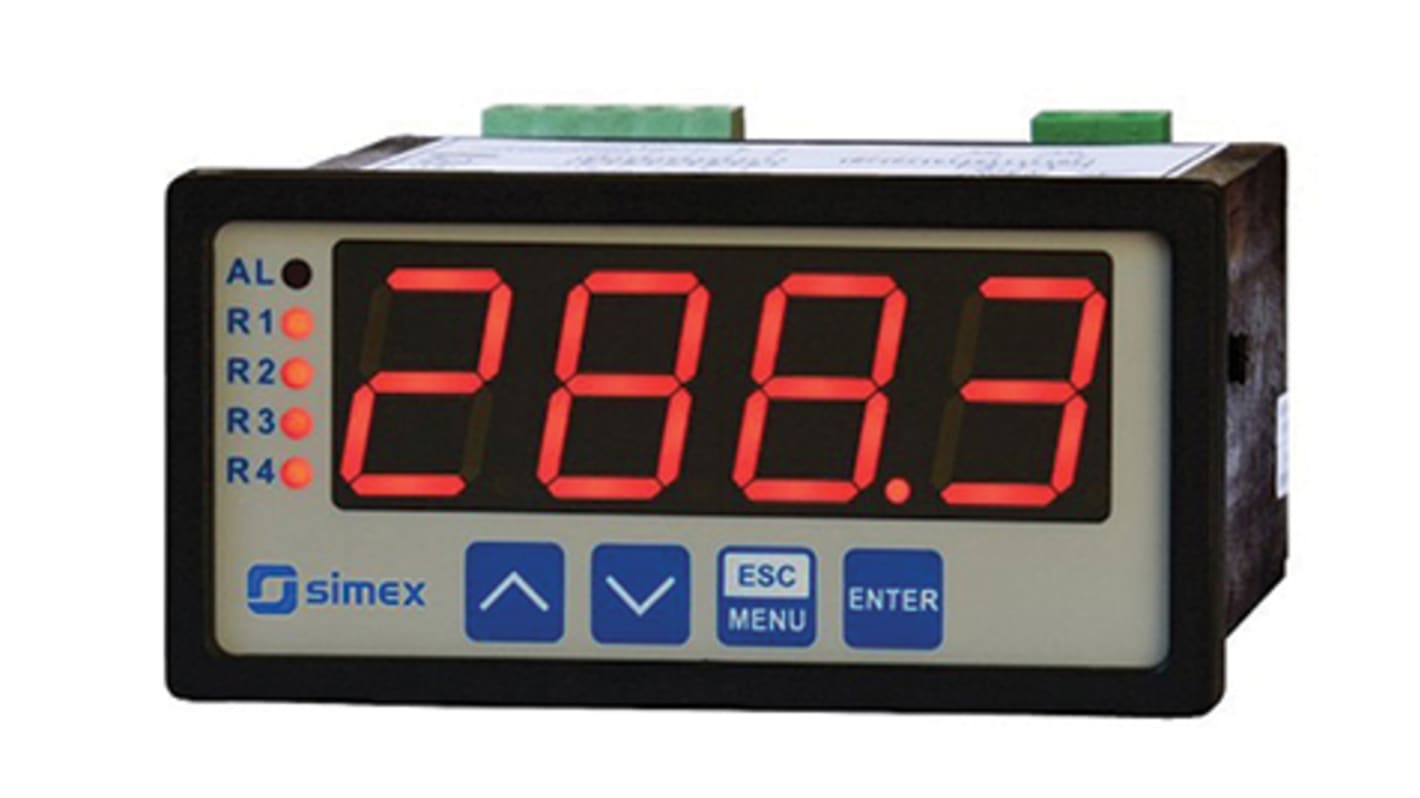 Simex LED Einbaumessgerät für Strom, Thermoelemente, Widerstandsthermometer, Spannung H 43mm B 90.5mm 4-Stellen T.