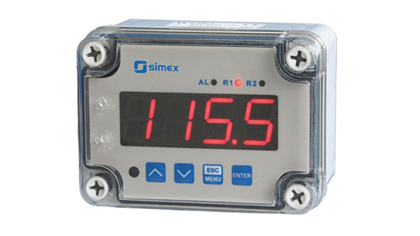 Controlador de temperatura ON/OFF Simex, 110 x 80mm, 230 V ac, 3 entradas Termopar de tipo K, 2 salidas Relé
