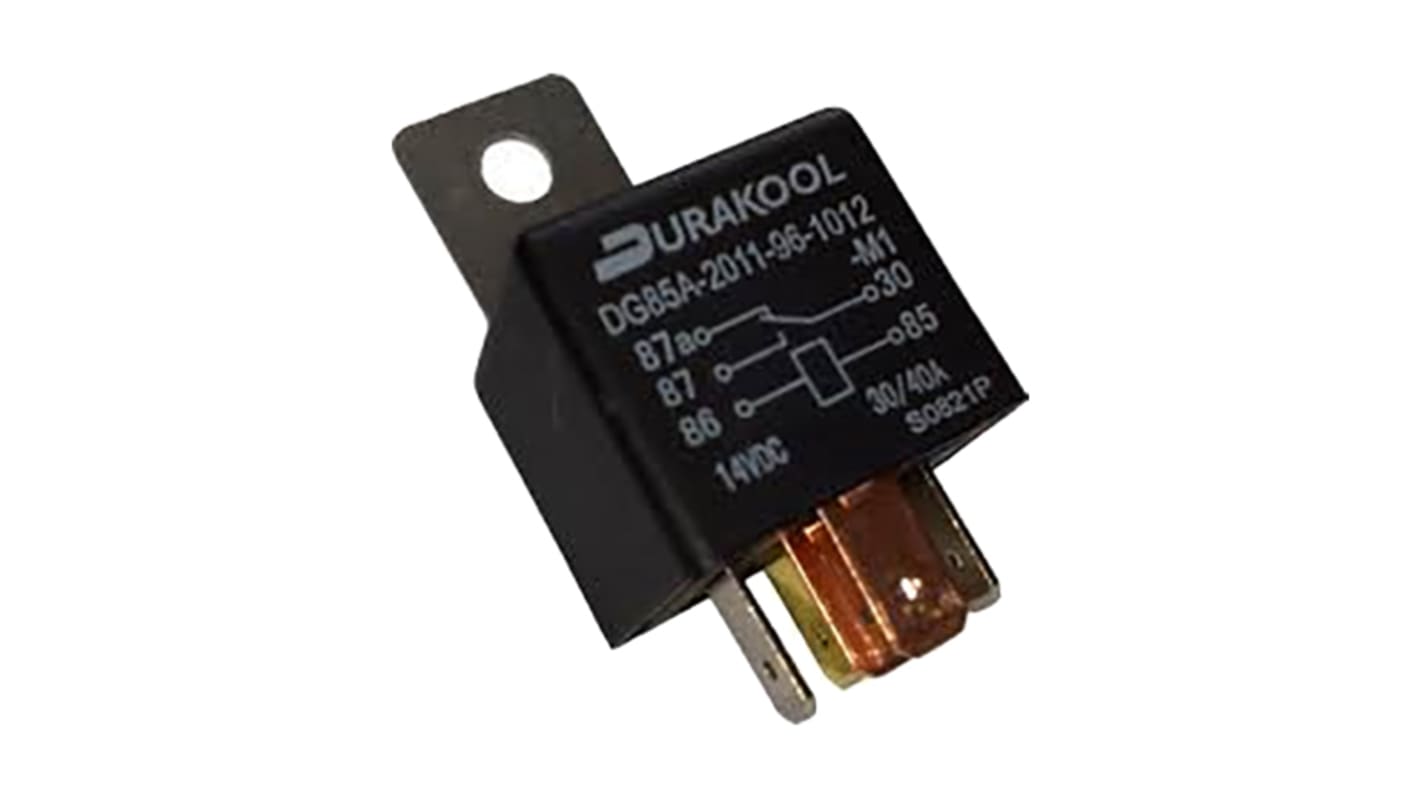 Relais de puissance Durakool, 1 NO, bobine 12V c.c. Enfichable 1.81W