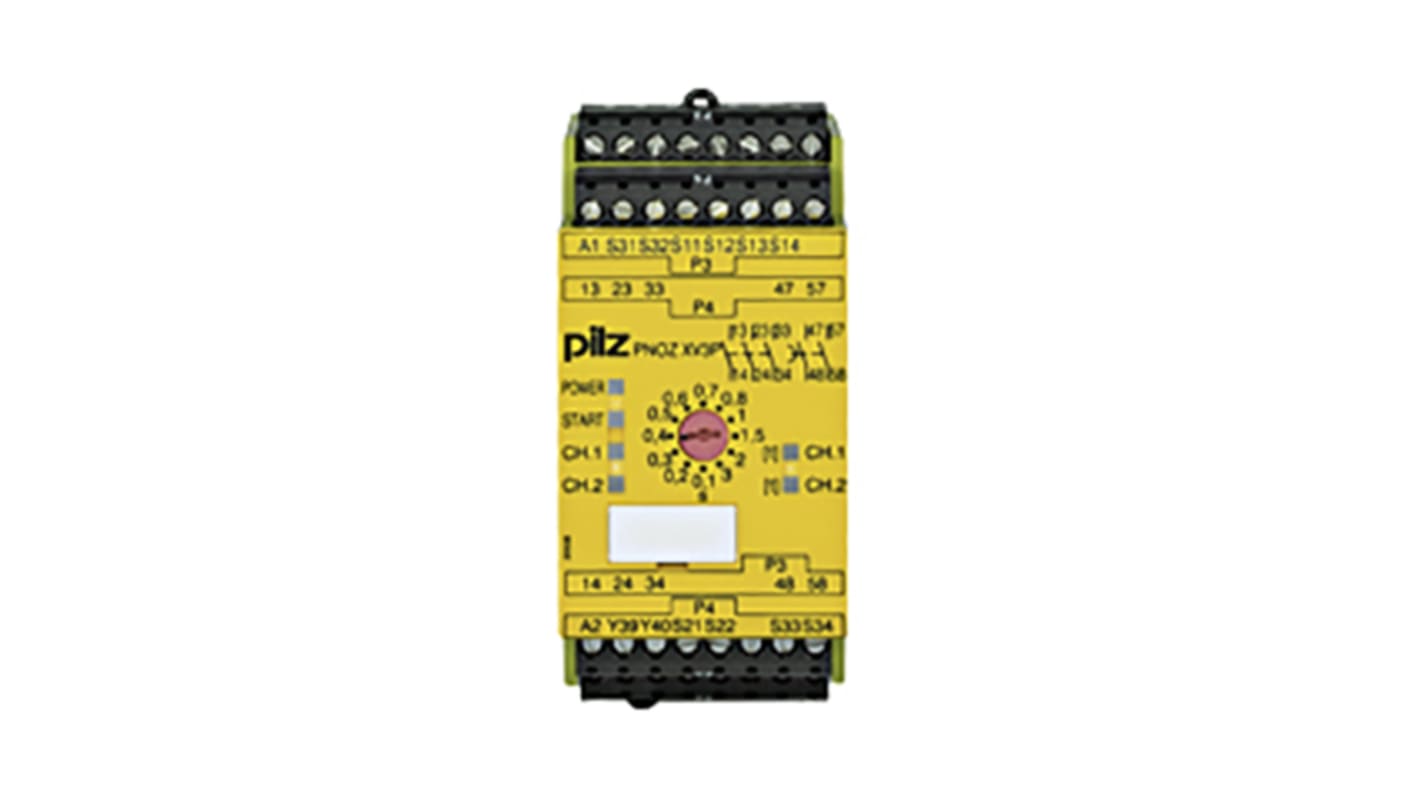 Pilz PNOZ X PNOZ XV3P Emergency Stop Safety Relay, 24V dc, Dual-Channel, 3 Safety Contacts