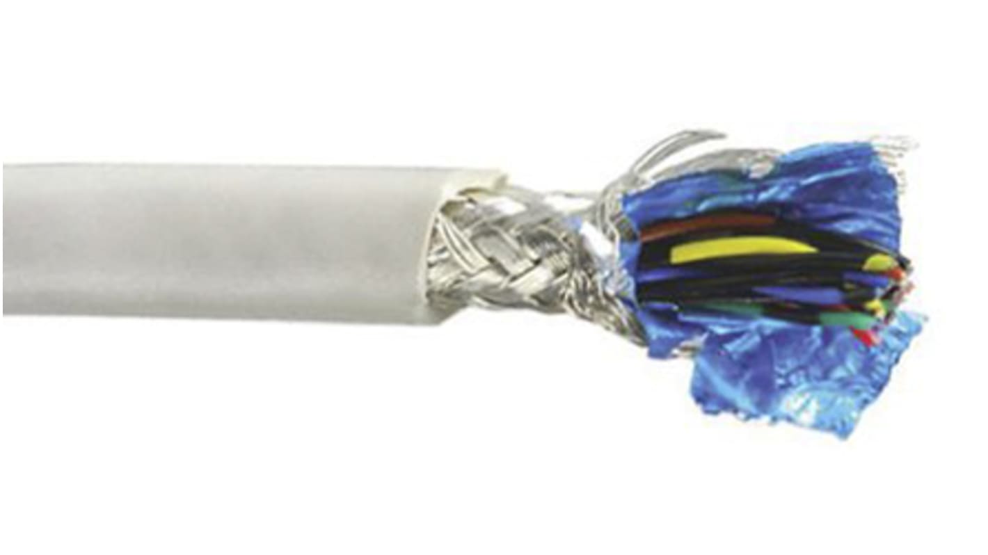 3M 3600X Multicore Industrial Cable, 20 Cores, 0.09 mm², Screened, 91m, Grey PVC Sheath, 28 AWG