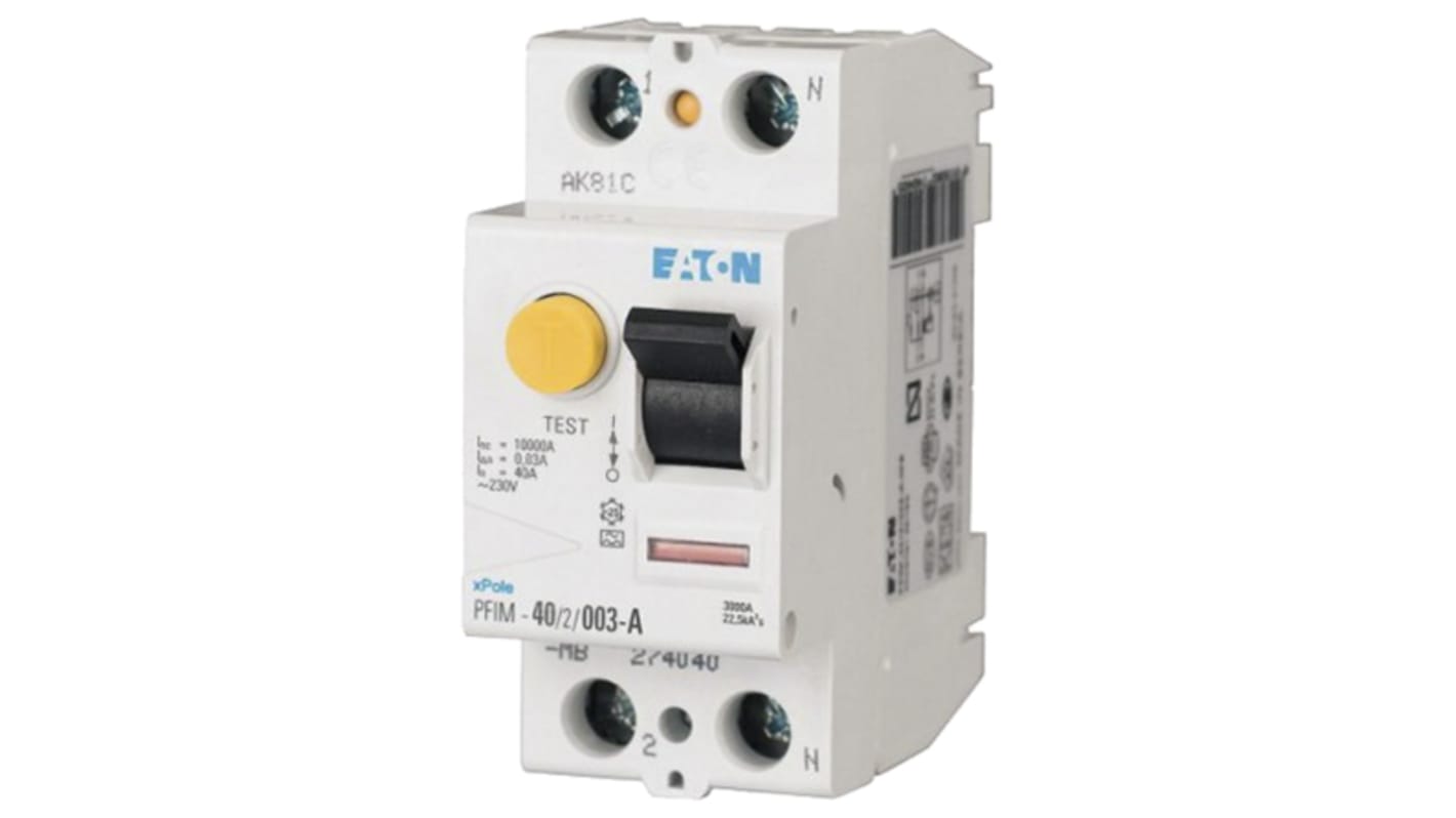 Interruptor diferencial Eaton, 40A Tipo A, 2 Polos, 300mA PFIM