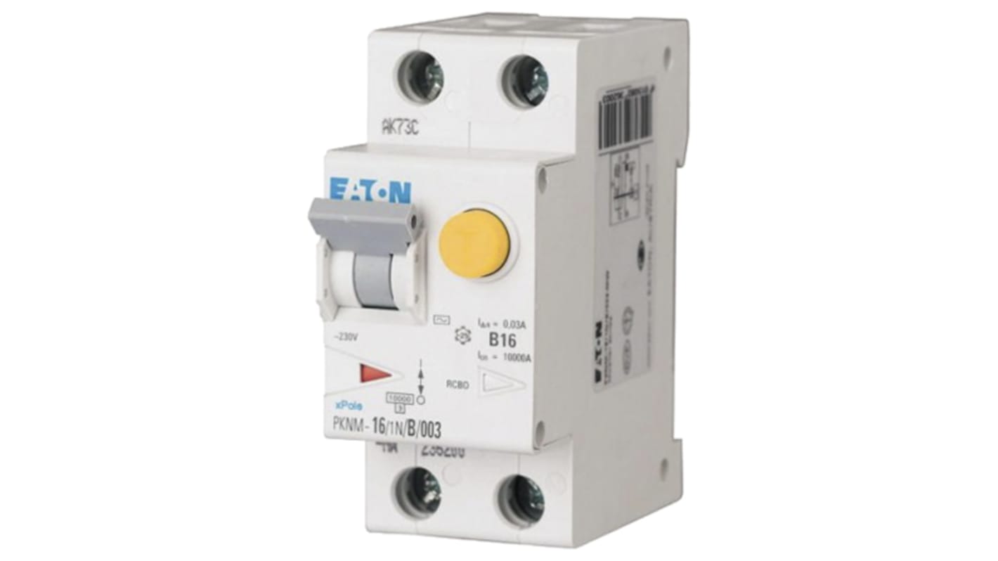 Interruptor diferencial Eaton, 25A Tipo B, 2 Polos, 30mA Tipo A PKNM IEC 60947-2, IEC/EN 61009, IEC/EN 61439 230V