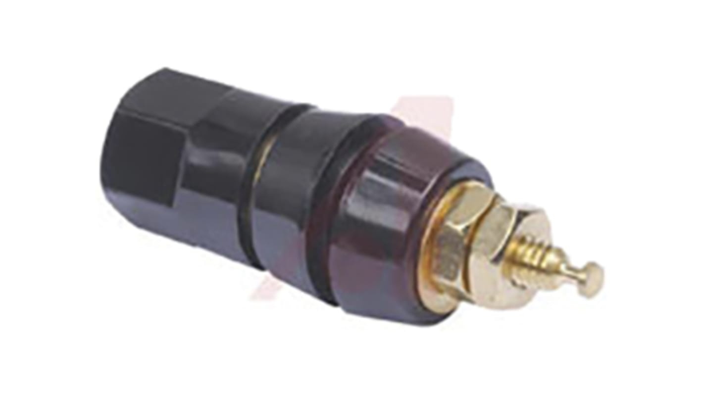 Superior Electric 30A, Black Binding Post With Brass Contacts and Gold Plated - 12.7mm Hole Diameter