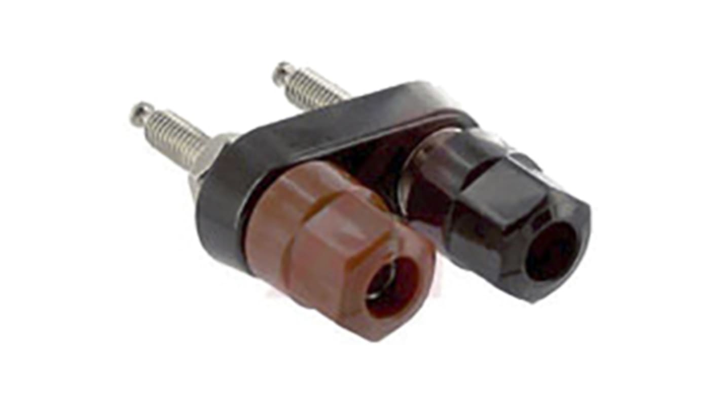 Superior Electric 30A, Black, Red Binding Post With Brass Contacts and Nickel Plated - 12.7mm Hole Diameter