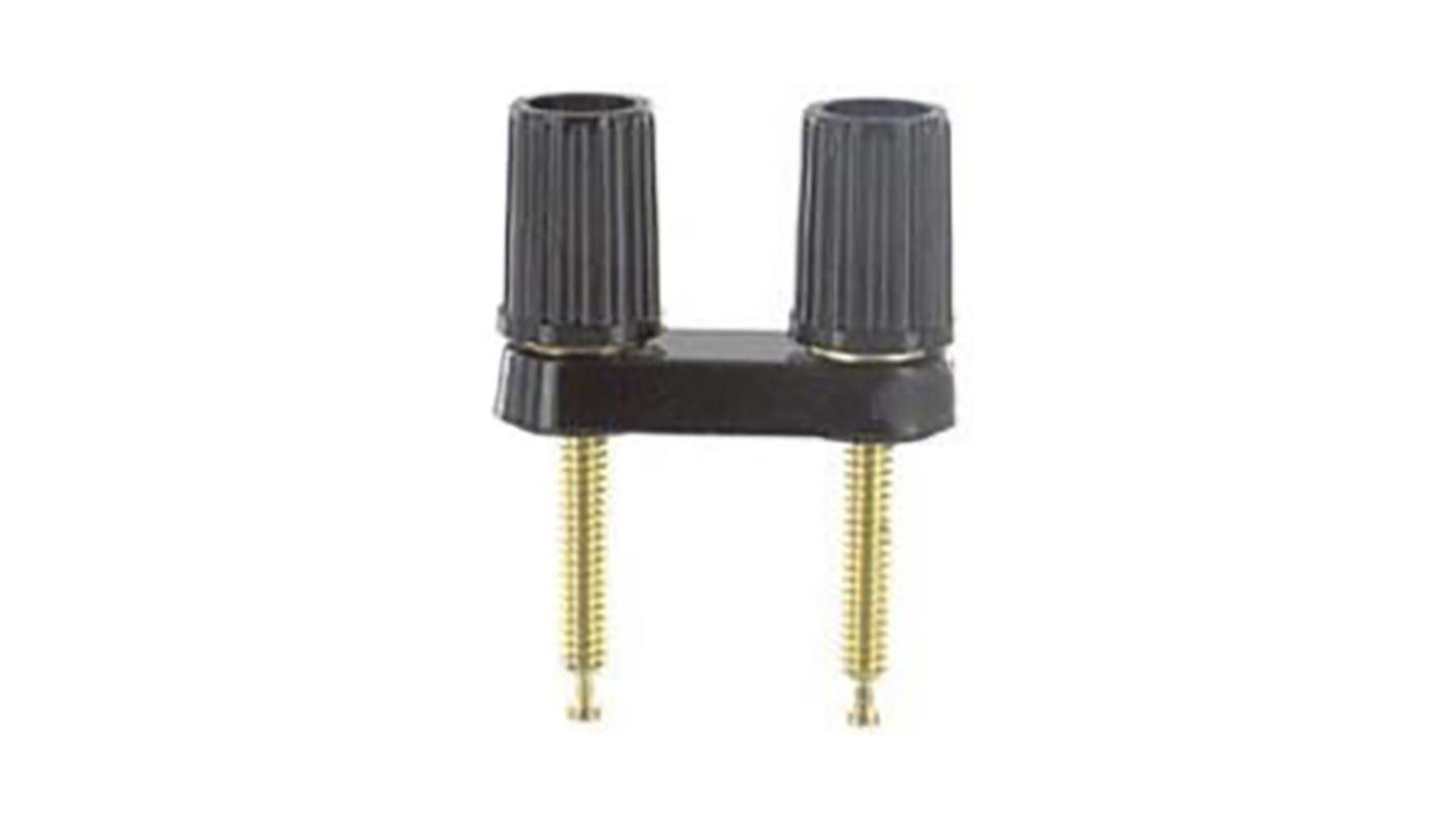 Superior Electric 15A, Black Binding Post With Brass Contacts and Gold Plated - 9.52mm Hole Diameter