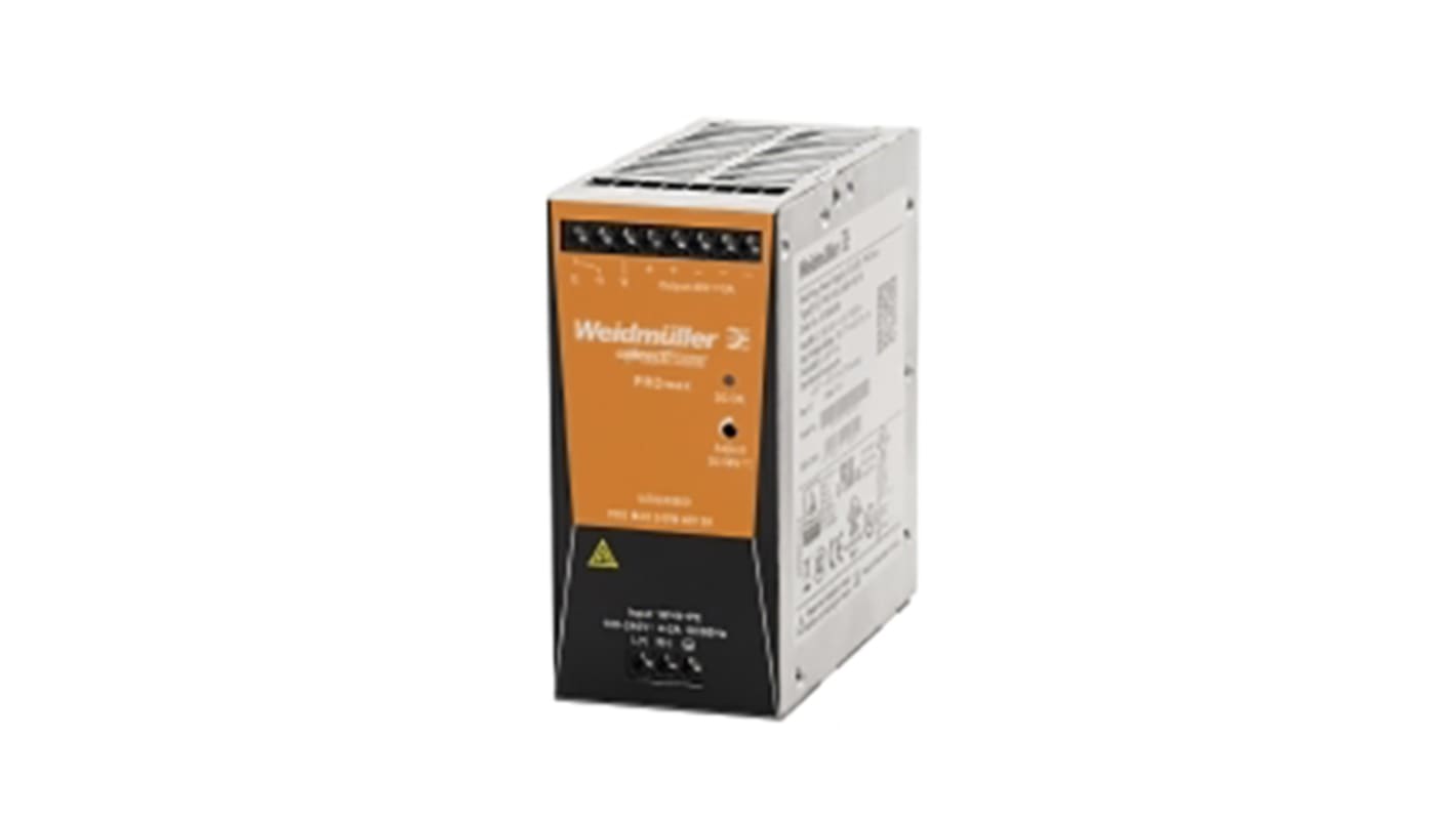 Weidmuller PRO MAX Switched Mode DIN Rail Power Supply, 85 → 277 V ac / 80 → 370V dc ac, dc Input, 48V dc