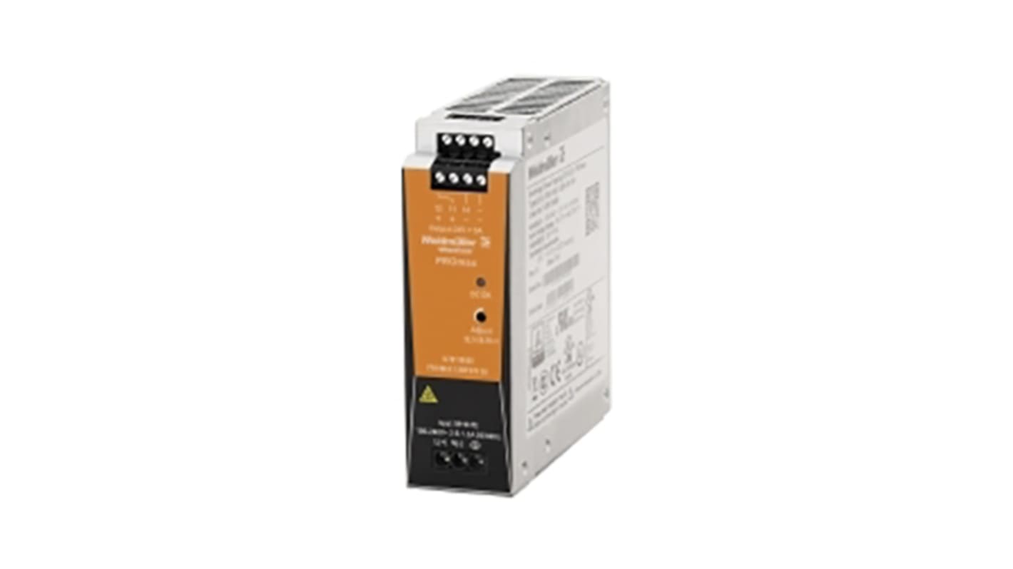 Weidmuller PRO MAX Switched Mode DIN Rail Power Supply, 85 → 277 V ac / 80 → 370V dc ac, dc Input, 12V dc