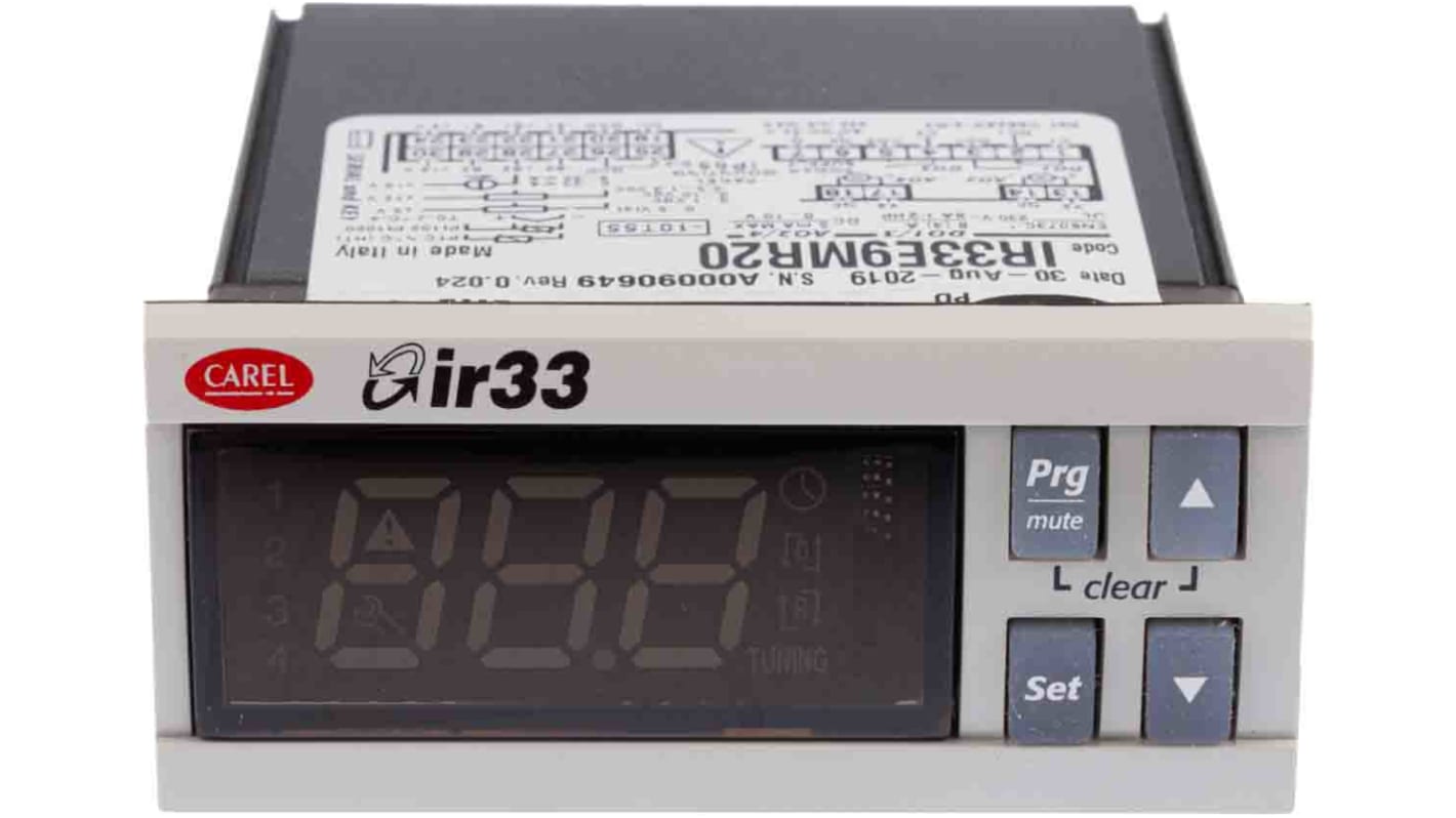 Controlador de temperatura PID Carel serie IR33, 76.2 x 34.2mm, 24 V ac / dc, 2 (analógicas), 2 (digitales) entradas