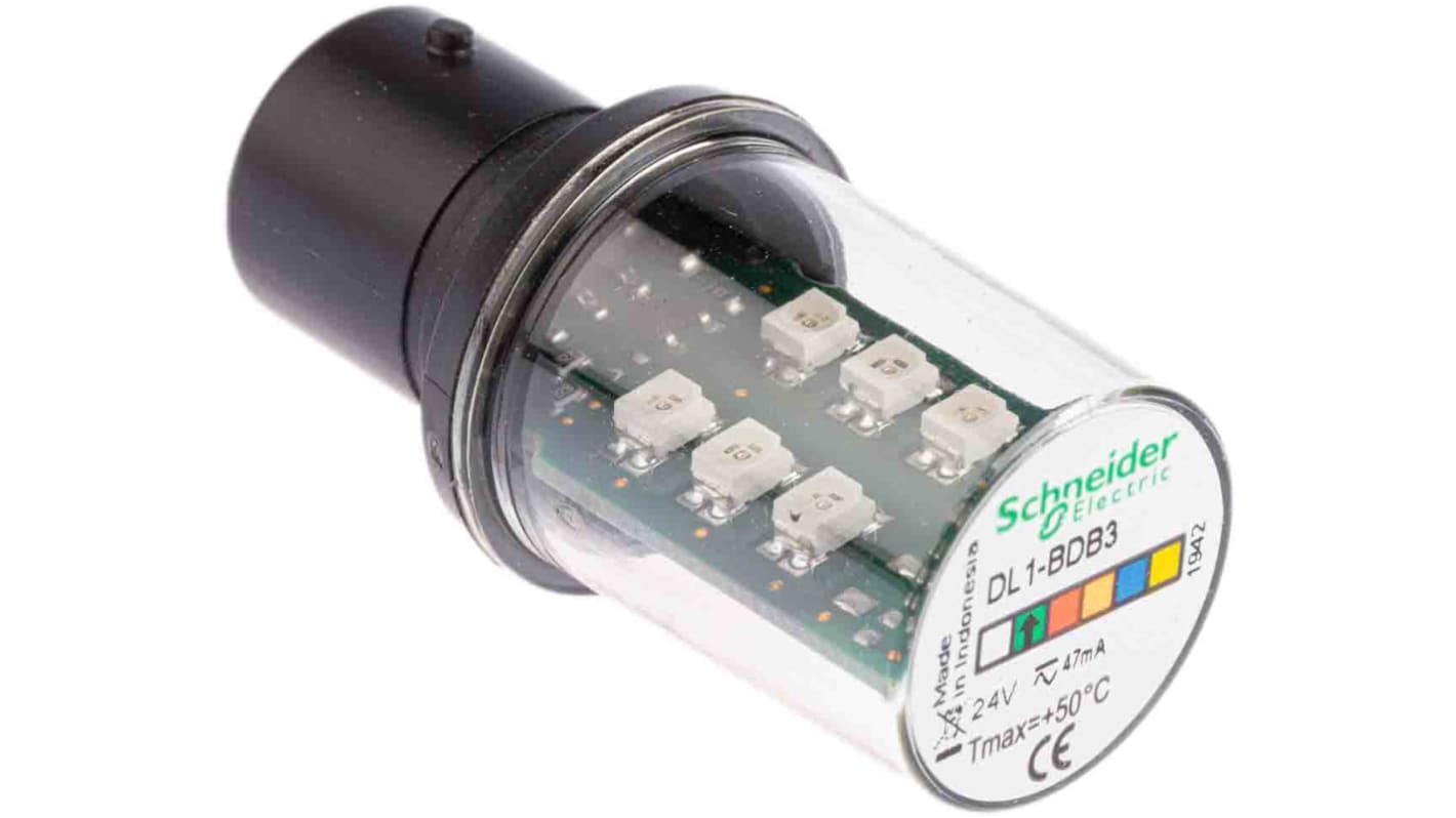Schneider Electric 绿色LED灯, 24 V 交流/直流, 80 mA, BA15d灯座