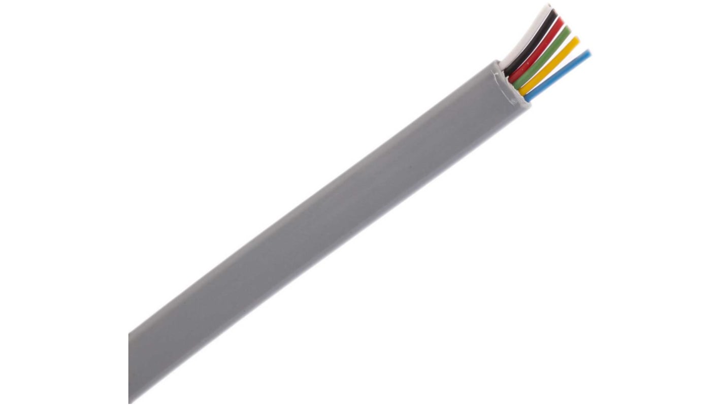 RS PRO 6 Core 26 AWG Data Cable, 7/0.16 mm, Grey Sheath