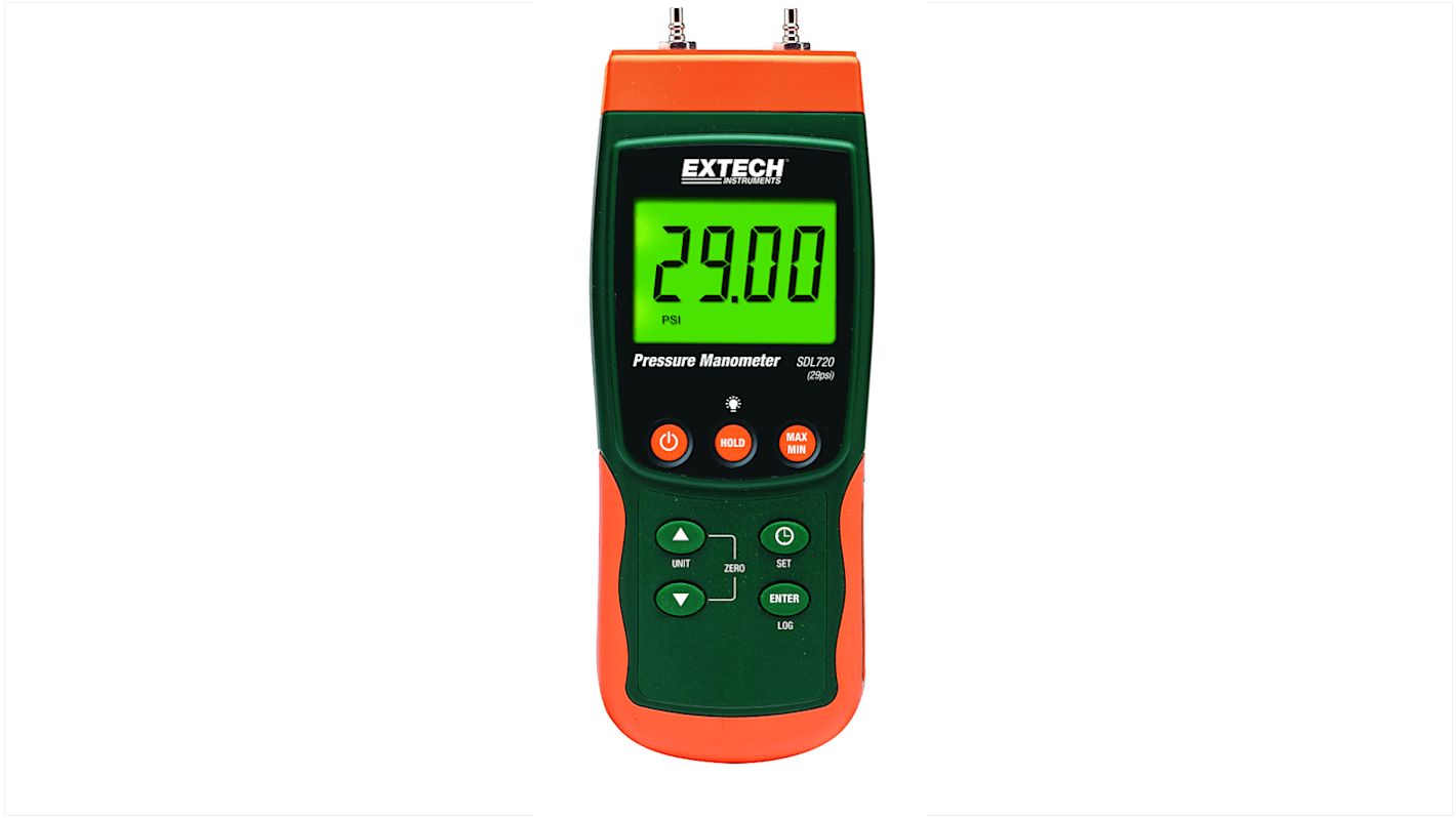 Extech SDL720 Differential Manometer With 2 Pressure Port/s, Max Pressure Measurement 29psi