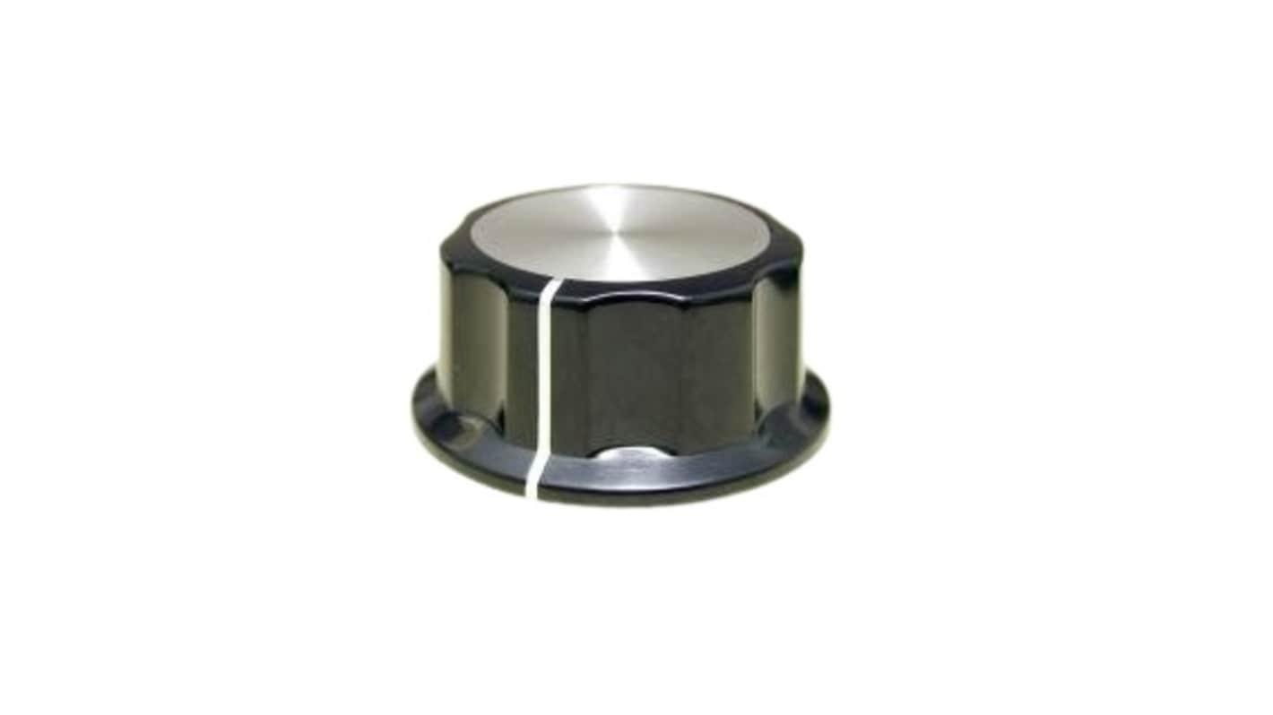RS PRO プラスチック ノブ, 6.4mm, 丸型軸 直径:45mm, スカート