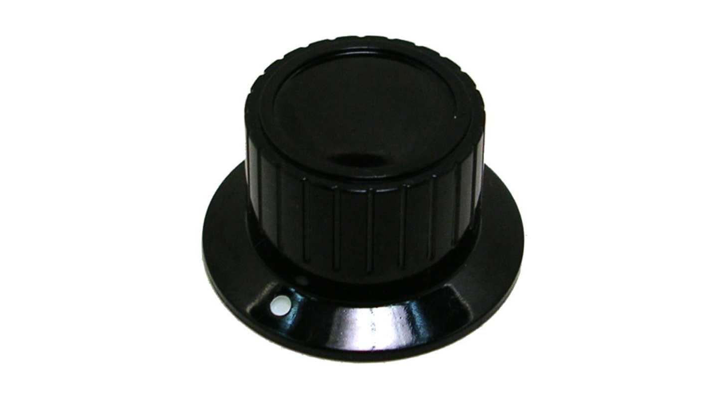 RS PRO 28mm Black Potentiometer Knob for 6.4mm Shaft Splined