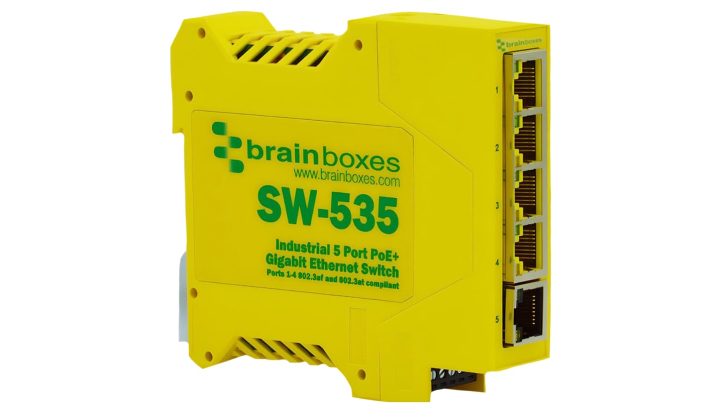 Brainboxes 5口以太网交换机, PoE, SW-535