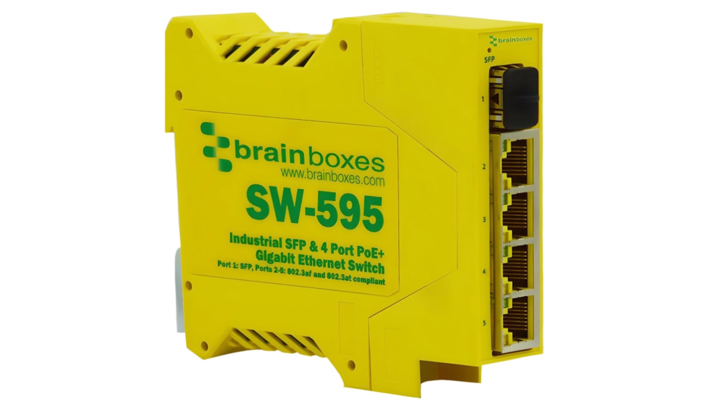 Brainboxes 4口以太网交换机, PoE, SW-595