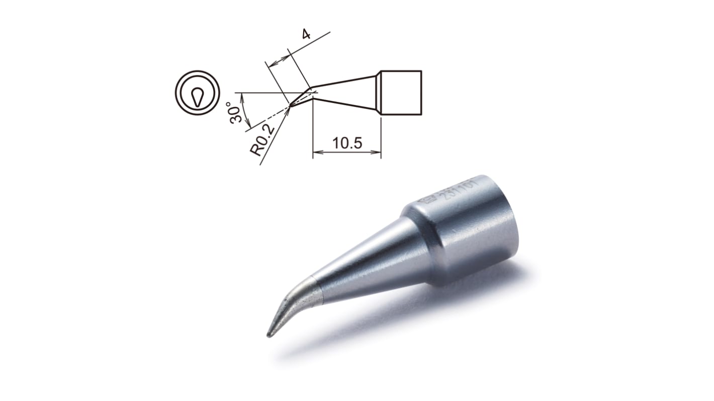 Punta saldatore Hakko T32-J02, serie T32, 0,5 mm, forma conica, angolo 30°