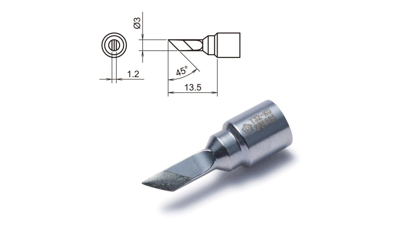 Hakko Loddespids T32-KU 3 mm 45° Kniv, til FX-8806