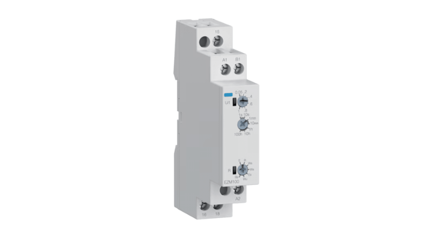 Hager 12 → 240V ac/dc Timer Relay, Multi-funktions timerfunktioner DIN-skinne