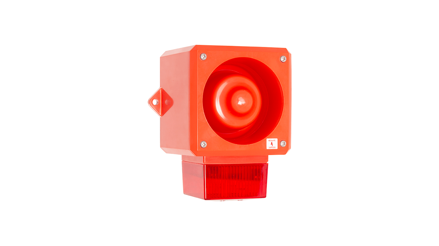 Clifford & Snell YL50 Series Red Sounder Beacon, 115 V ac, IP66, Wall Mount, 112dB at 1 Metre