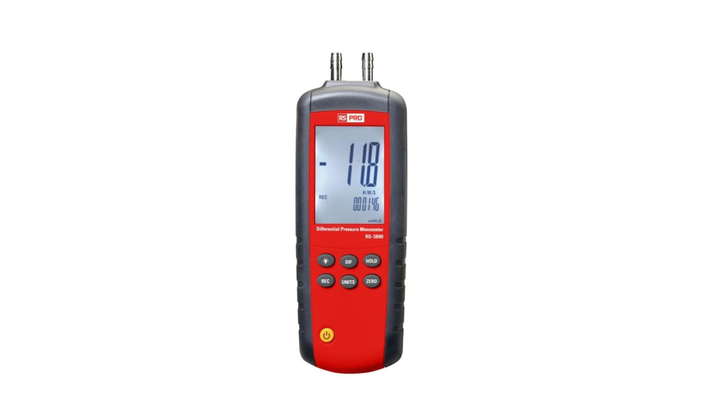 RS PRO Differential Manometer, Max Pressure Measurement 55.4inH2O