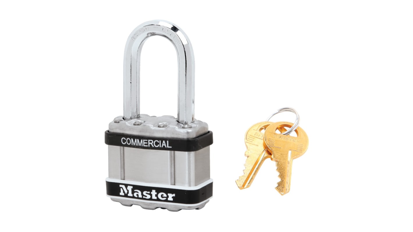 Master Lock Padlock Weatherproof Steel Padlock, 8mm Shackle, 44mm Body