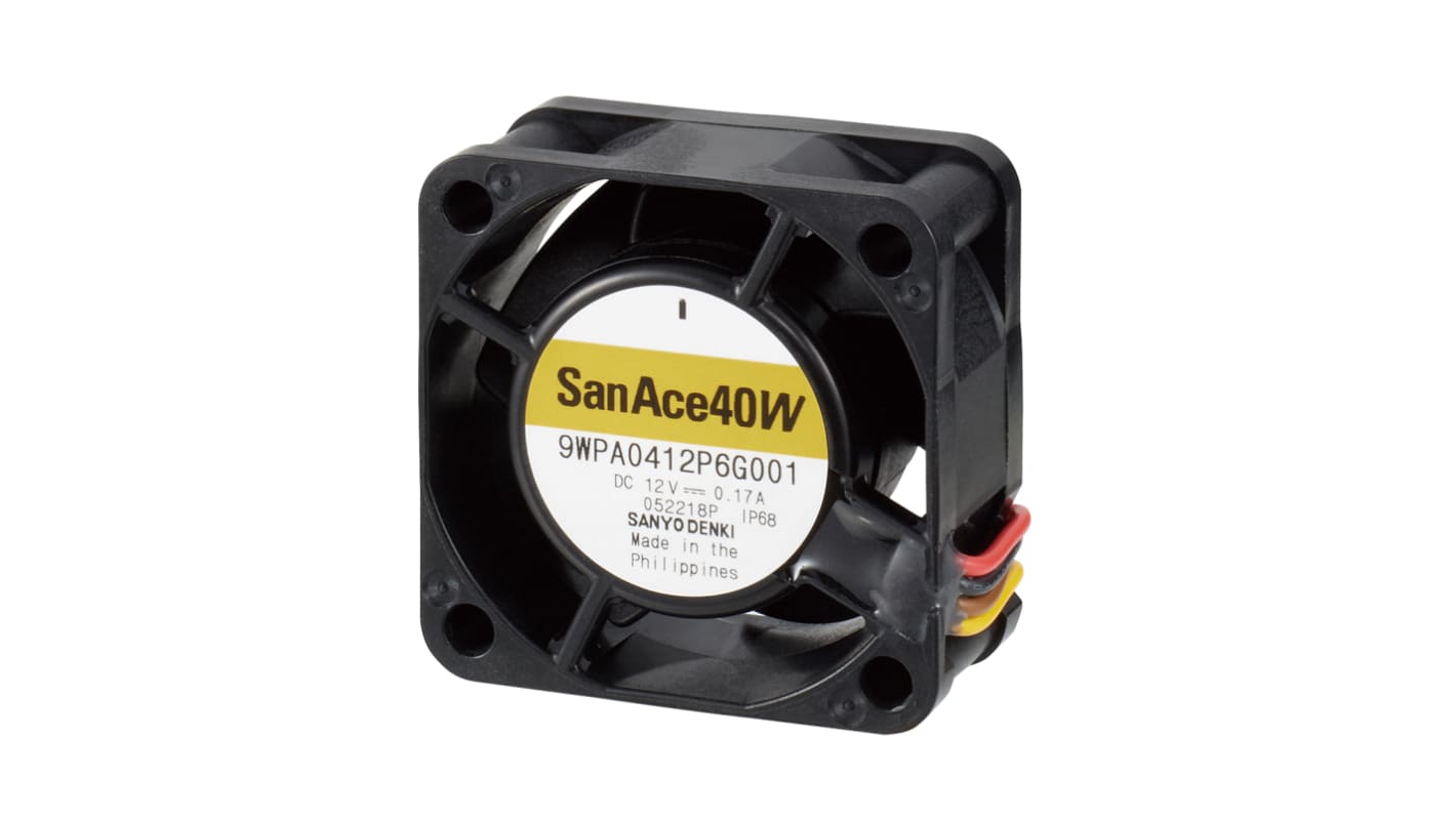 Sanyo Denki Axial Fan, 24 V dc, AC/DC Operation, 0.38m³/min, 2W, 90mA Max, 40 x 40 x 20mm