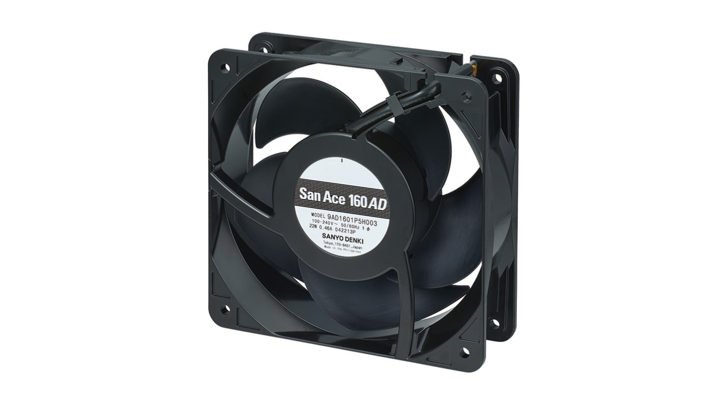 Ventilador Axial Sanyo Denki de 160.8 x 160.8 x 51.8mm, 240 V ac, 22W, caudal 8.2m³/min