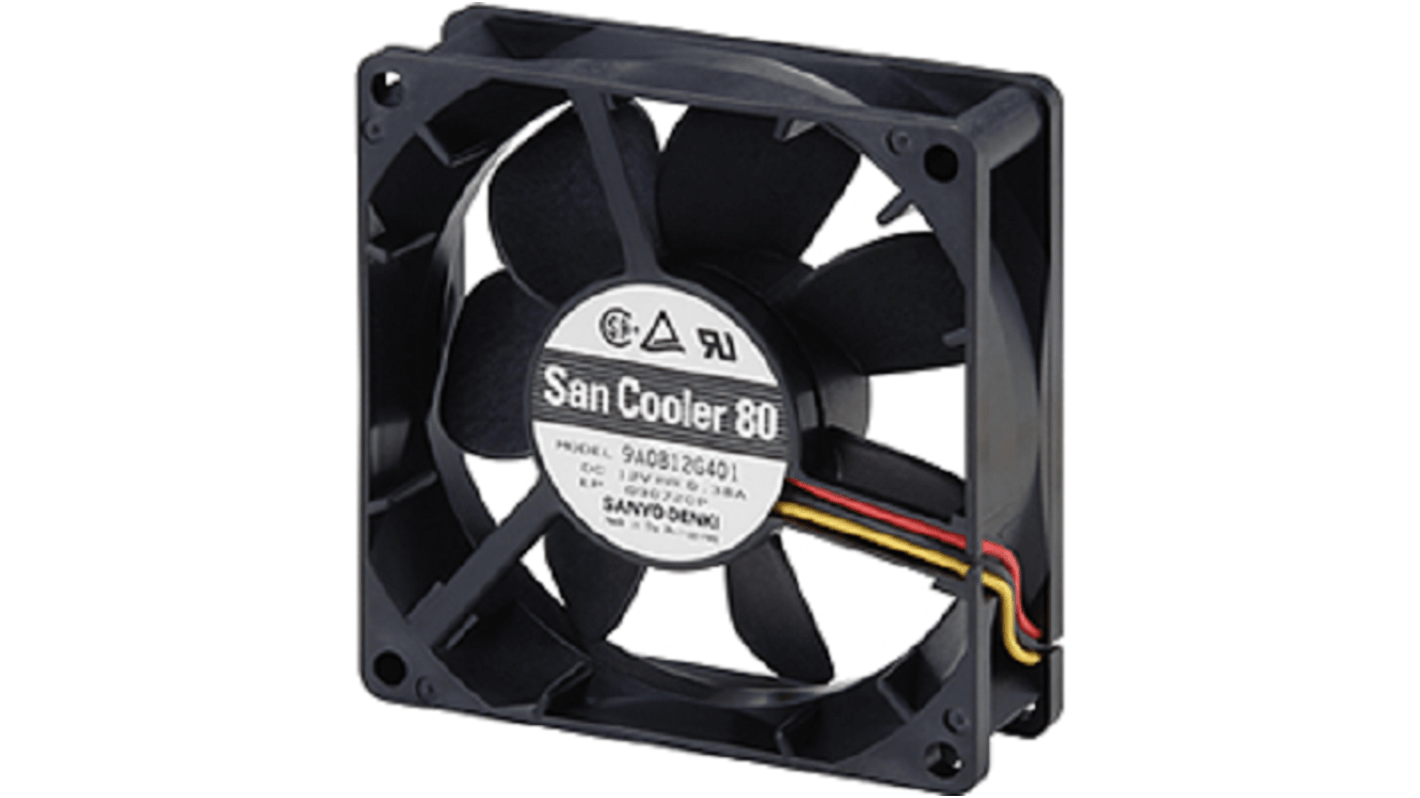 Sanyo Denki Axial Fan, 12 V dc, dc Operation, 1.12m³/min, 2.76W, 230mA Max, 80 x 80 x 25mm