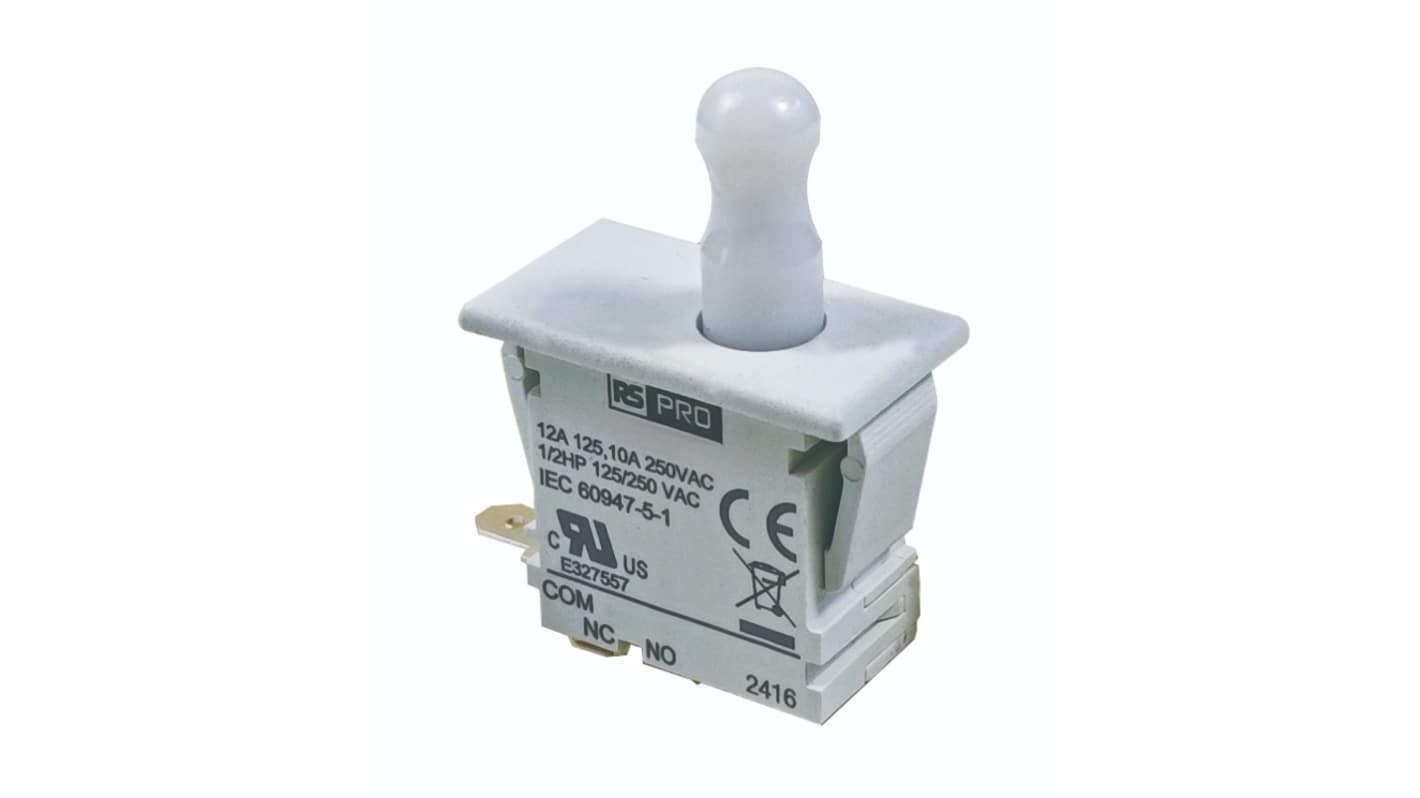 RS PRO Door Interlock Micro Switch, Plunger, SPDT 12A IP40, -37 → 85°C