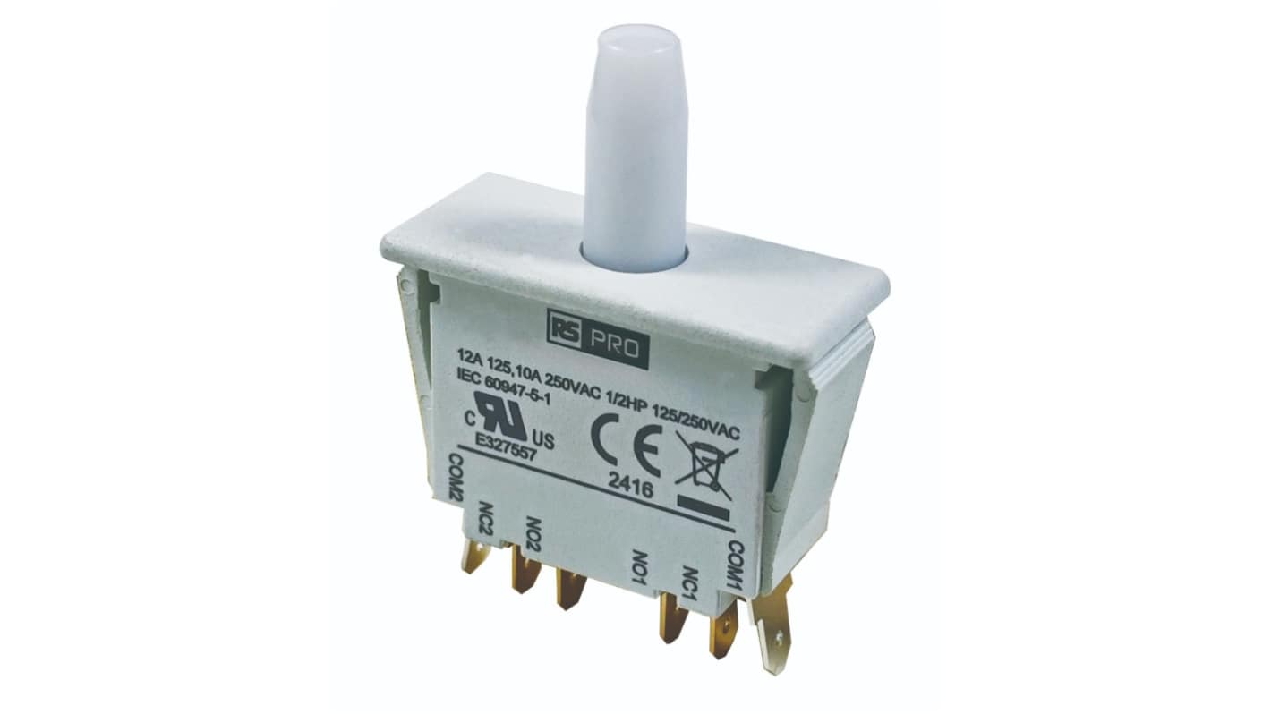 RS PRO Door Interlock Micro Switch, Plunger, DPDT 12A IP40, -37 → 85°C