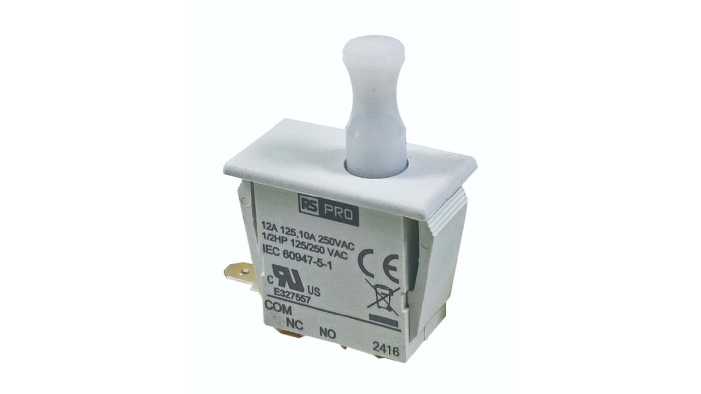 RS PRO Door Interlock Micro Switch, Plunger, SPDT 12A IP40, -37 → 85°C