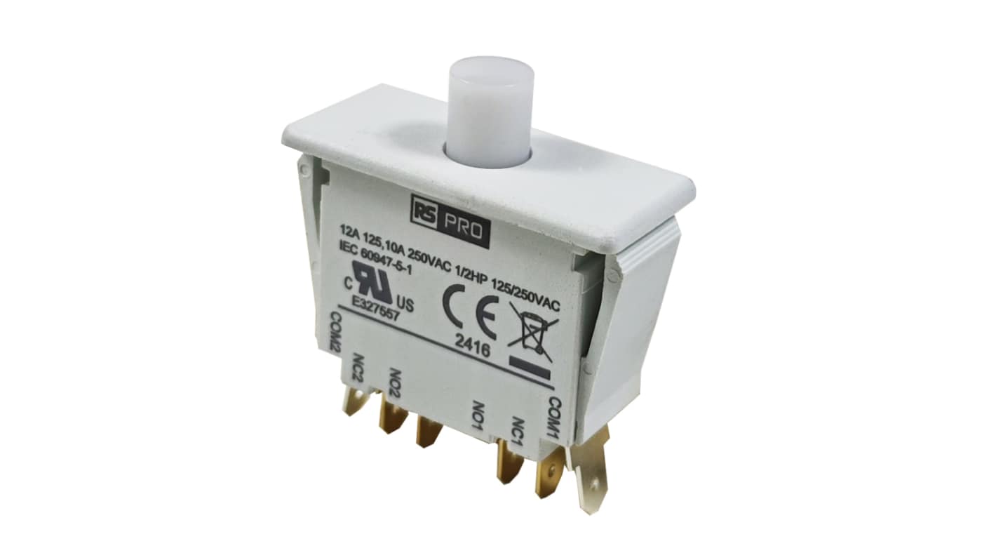 RS PRO Door Interlock Micro Switch, Plunger, DPDT 12A IP40, -37 → 85°C