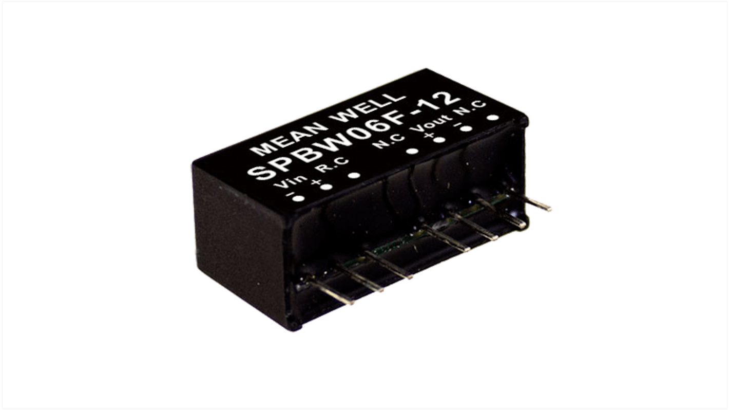 MEAN WELL SPB DC-DC Converter, 12V dc/ 500mA Output, 9 to 36 V dc Input, 6W, PCB Mount, +85°C Max Temp -40°C Min Temp