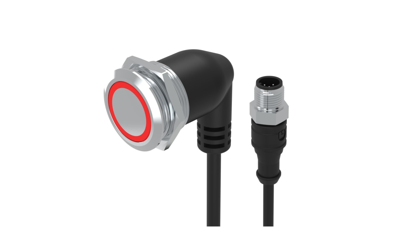 EAO 82 Series Illuminated Push Button Switch, Momentary, Panel Mount, 22mm Cutout, 1CO, Red LED, 35V, IP65, IP67