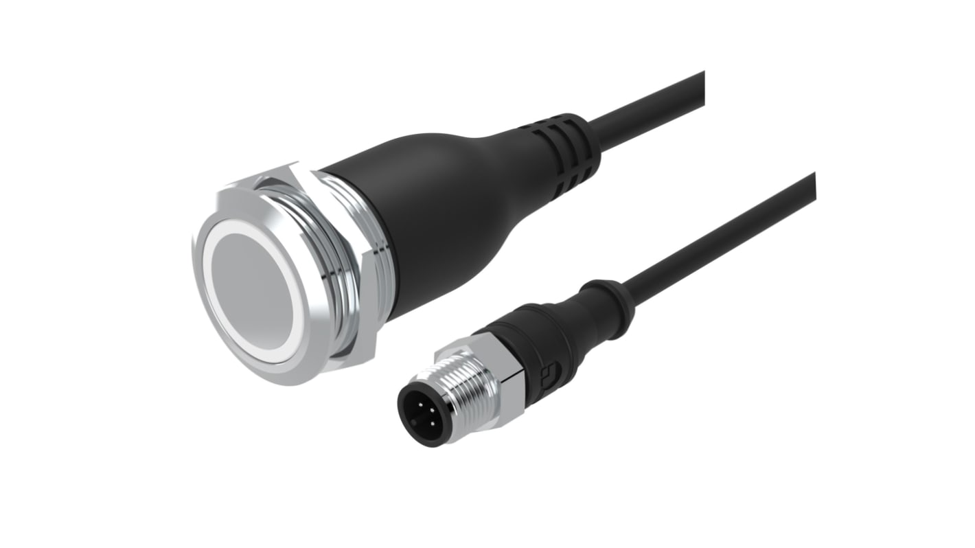 EAO 82 Series Illuminated Push Button Switch, Momentary, Panel Mount, 22mm Cutout, 1CO, White LED, 35V, IP65, IP67