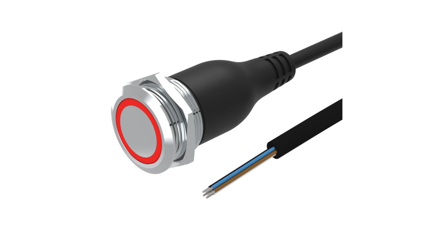 EAO 82 Series Illuminated Push Button Switch, Momentary, Panel Mount, 22mm Cutout, 1CO, Blue LED, 35V, IP65, IP67