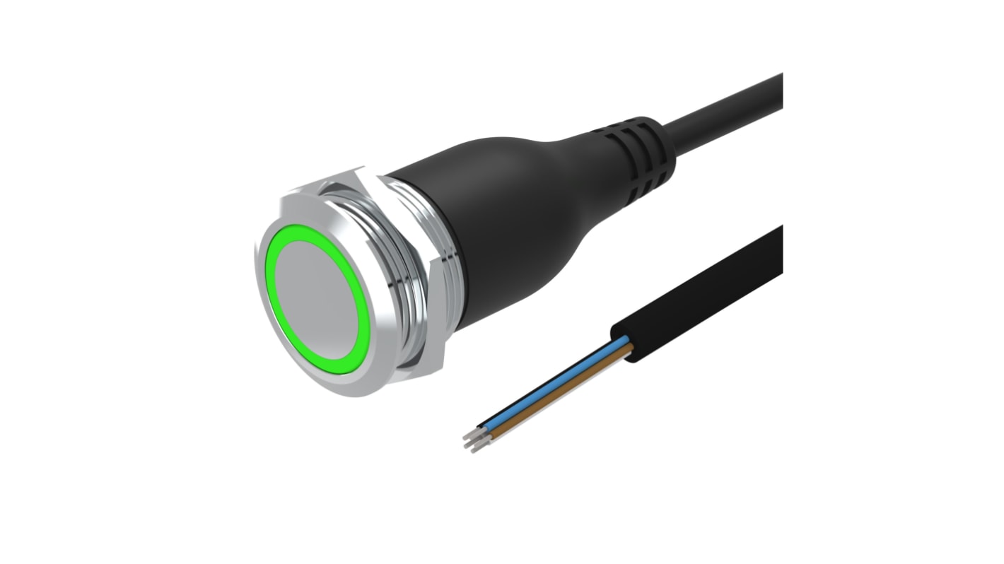 EAO 82 Series Illuminated Push Button Switch, Momentary, Panel Mount, 22mm Cutout, 1CO, White LED, 35V, IP65, IP67