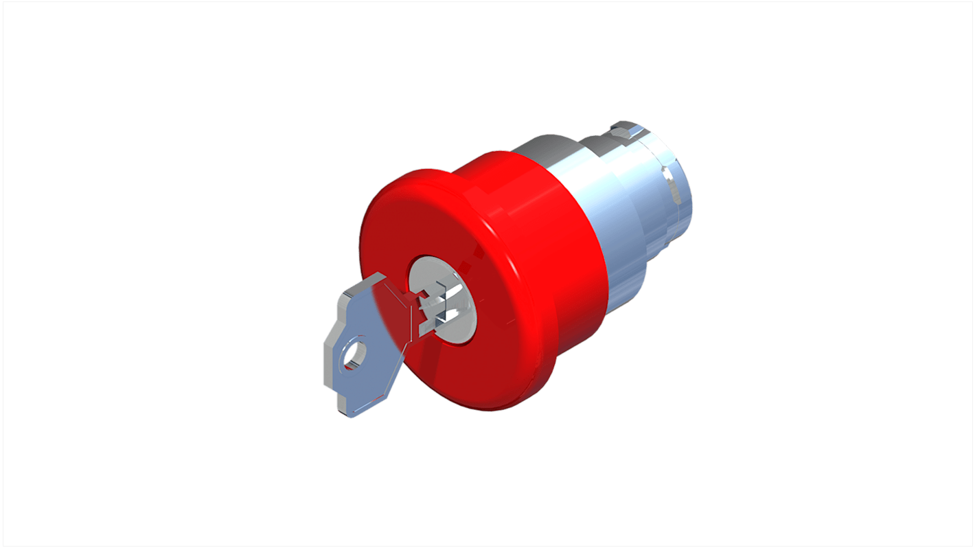 RS PRO Φ22.5mm急停按钮, 面板安装, IP65, 转动钥匙以释放, 红色