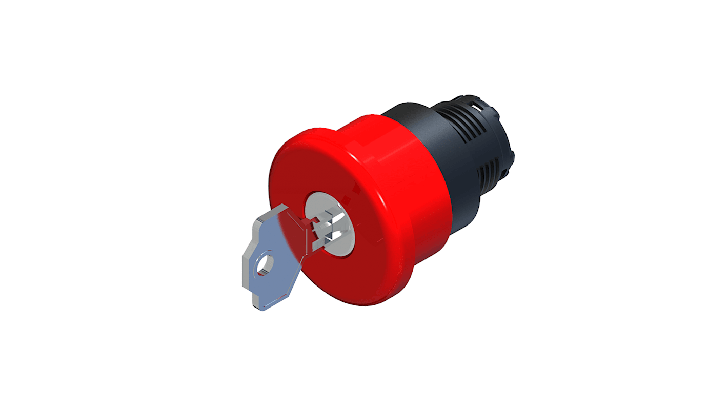 RS PRO Turn Key to Release Emergency Stop Push Button, Panel Mount, 22.5mm Cutout, IP65